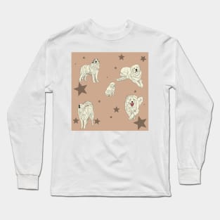 Great Pyrenees Pattern Coffee Long Sleeve T-Shirt